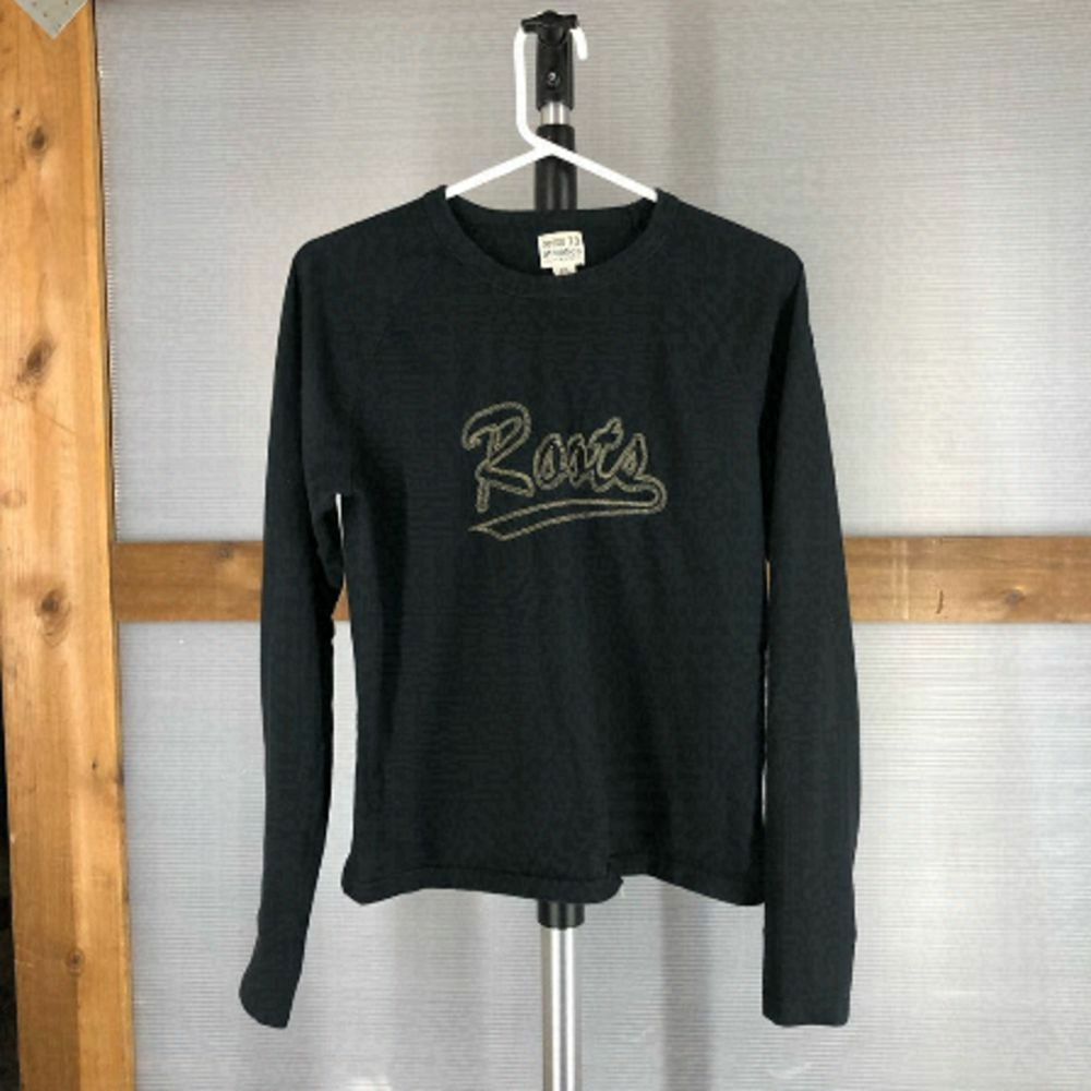 ROOTS‎ 73 Black Fitted Long Sleeve Tee Sz L